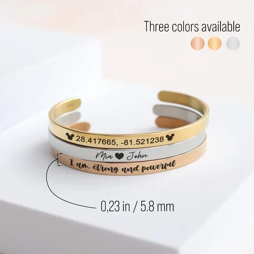 Vista 7 de MIAMIA Pulseras personalizadas para mujer, brazalete con mantra inspirador grabado, regalos para mujeres, niñas y parejas, joyería de fecha, nombre
