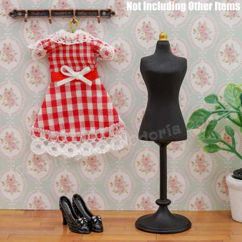 Vista 6 de Odoria 1/24 forma de vestido en miniatura maniquí accesorios de decoración de casa de muñecas, negro