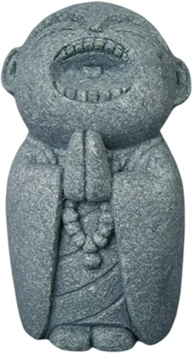 Vista 15 de livelyfish Estatua de monje rezante de Bosatsu de Bosatsu japonés de Buda Bosatsu Feng Shui, piedra arenisca feliz/sonriente en miniatura, adorno