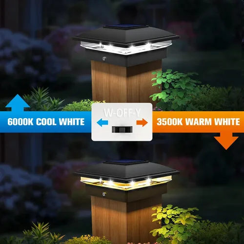 Vista 4 de VOLISUN - Luz solar para punta de poste al aire libre, impermeable, paquete de 4, valla solar - Luces para postes de 4x4, 5x5, 6x6 de madera/vinilo