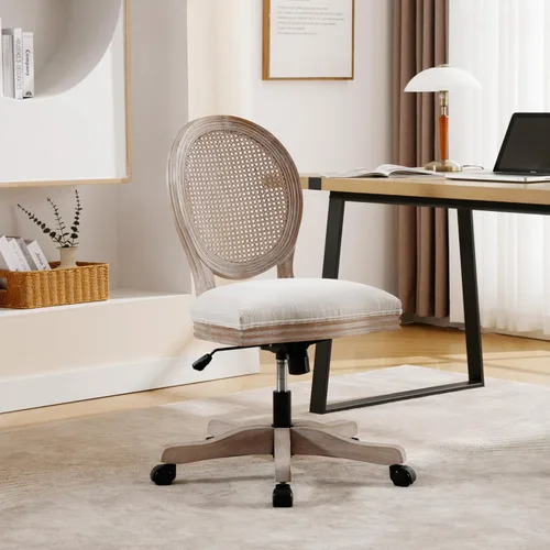 Vista 8 de HEAH-YO Juego de 1 sillas de escritorio modernas sin brazos, silla giratoria para computadora con ruedas y reposabrazos, silla de oficina ajustable