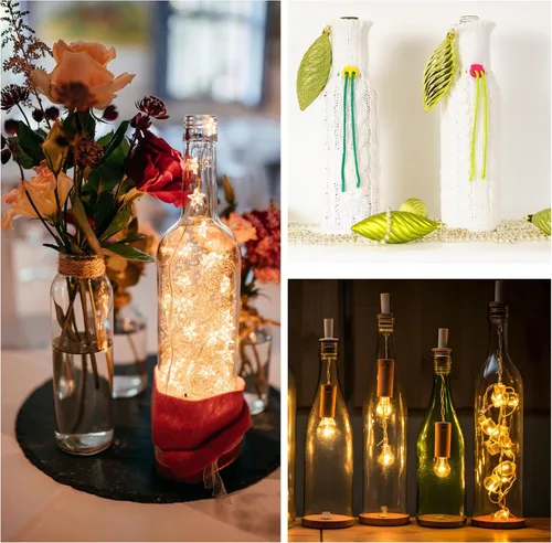 Vista 6 de DHSBTLS Botellas de vidrio transparente de 12 oz con tapas de corcho Paquete de 12 tapas de madera blanca de 12.7 fl oz