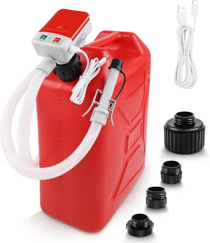 Vista 8 de Bomba de transferencia de combustible de 3.2 GPM, USB tipo C y batería AA, bomba de líquido portátil de manguera de 51 pulgadas con sensor de parada