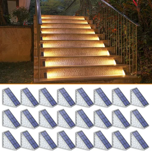 Vista 20 de NIORSUN Luces solares, impermeabilidad IP67, encendido/apagado automáticos, para escalones exterior, escalera, patio, porche, puerta delante, acera