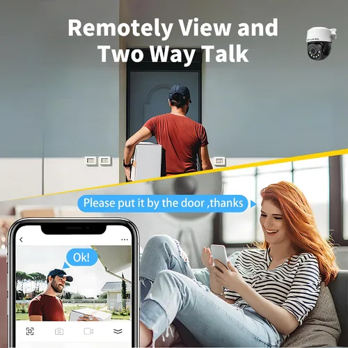 Vista 6 de Cámara domo POE PTZ de 5 MP para exteriores, 2592 × 1944 HD, inclinación de 355° Pan 90°, detección humana AI y seguimiento automático, visión
