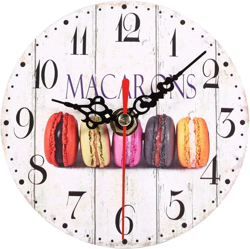 Vista 12 de Haofy Reloj de pared vintage redondo extra pequeño de 4.7 pulgadas, silencioso, funciona con pilas, reloj de pared de madera antigua para cocina