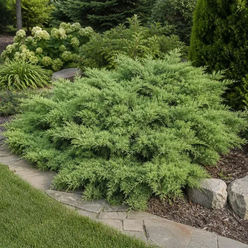 Vista 2 de Juniper Nicks Compacta - Planta de tamaño de 1 galón vivo - Juniperus Chinensis - Cubierta vegetal de hoja perenne resistente a la sequía resistente