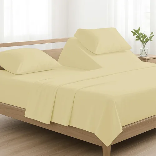 Vista 6 de 4 piezas de lujo Split Top Queen 100% algodón egipcio de 800 hilos (ajustable, parte superior flexible tamaño queen) sábanas divididas de 28