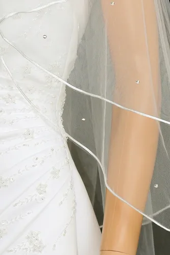 Vista 4 de SAMKY 2T 2 Tier Rattail Scattered Rhinestone Crystal Bridal Wedding Veil