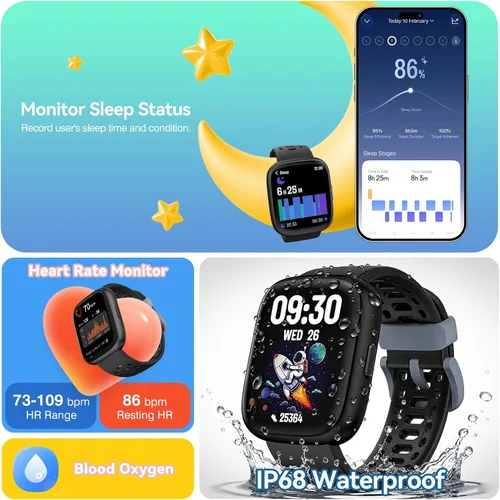 Vista 6 de Reloj de seguimiento de fitness, no requiere aplicación/teléfono, podómetro, relojes compatibles con Apple Find My, frecuencia cardíaca, monitor