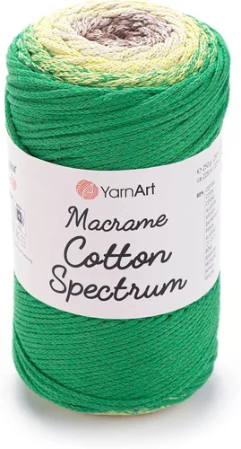Vista 11 de YarnArt Macramé de Algodón Spectrum – Cuerda Multicolor 80% Algodón – 8.8 oz (250g), 246 yardas (225m) – Cuerda Colorida para Nudos, Tejido 512.2 in