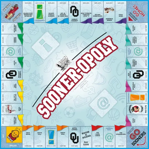 Vista 2 de Late for The Sky University of Oklahoma Sooneropoly - Campus Edition Family Property Trading para 2 a 6 jugadores, ex alumnos, estudiantes