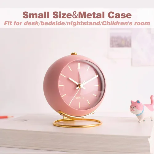Vista 5 de AYRELY® Relojes Despertadores de Escritorio a Batería con Luz, Reloj Analógico Pequeño Retro Silencioso Sin Tictac, Reloj de Mesa Fuerte para Mesita