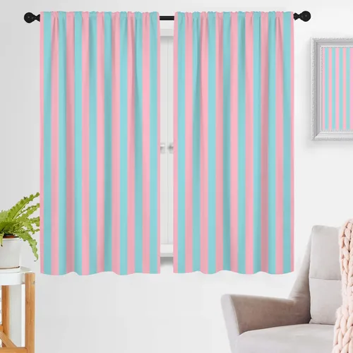 Vista 19 de zokyer Cortinas de ventana a rayas beige crema, modernas rayas verticales de 63 pulgadas de largo, 2 paneles, cortinas bohemias neutras para niños