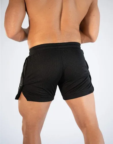 Vista 2 de FLYFIREFLY Pantalones cortos de entrenamiento de gimnasio para hombre, ligeros, atléticos, pantalones cortos para entrenamiento de culturismo