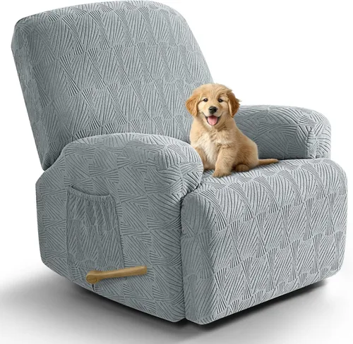 Vista 8 de VANSOFY Fundas para sillas reclinables, 4 piezas, elásticas, de tela jacquard, suave funda para silla reclinable, protector de muebles con parte