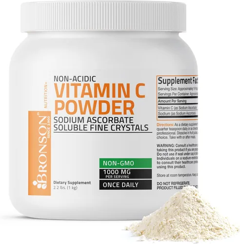 Vista 8 de Bronson Labs cristales de vitamina C, 1000 mg (ascorbato de sodio no acídico), 1