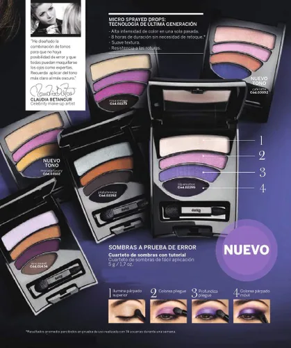 Vista 4 de Esika Pro Sombras HD 4 Sombras Paleta, Acabados Mate y Satén, Tutorial Incluido, Color: Plata Midnight