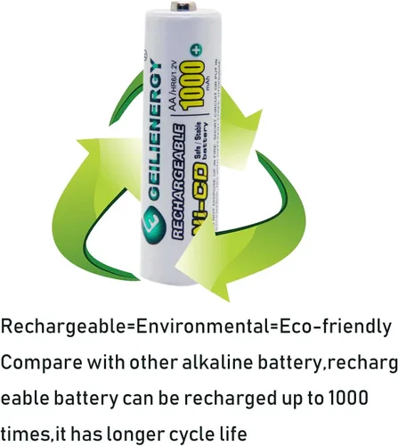 Vista 6 de Pilas recargables AA Ni-CD de 1000 mAh, pilas recargables AA para luces solares (paquete de 8)