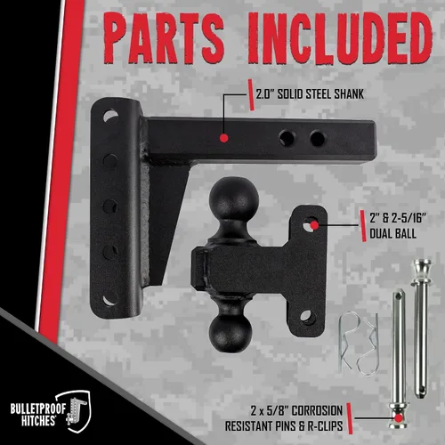 Vista 2 de BulletProof Hitches - Enganche de remolque resistente ajustable de 2.0 pulgadas (clasificación de 22,000 libras) - Enganche de cámper de subida