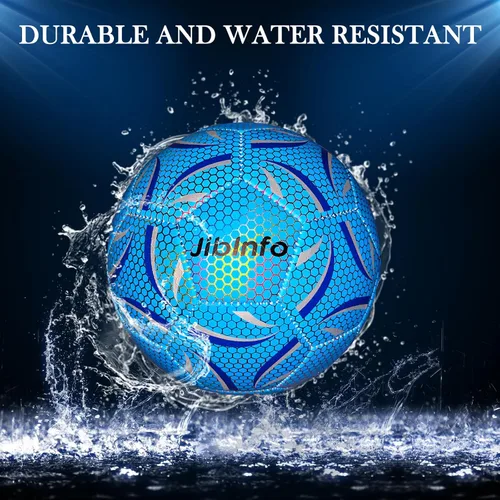 Vista 5 de Balón de fútbol iluminado tamaño 5, pelota de fútbol luminosa que brilla en la oscuridad, para juegos de día y noche y regalos de entrenamiento
