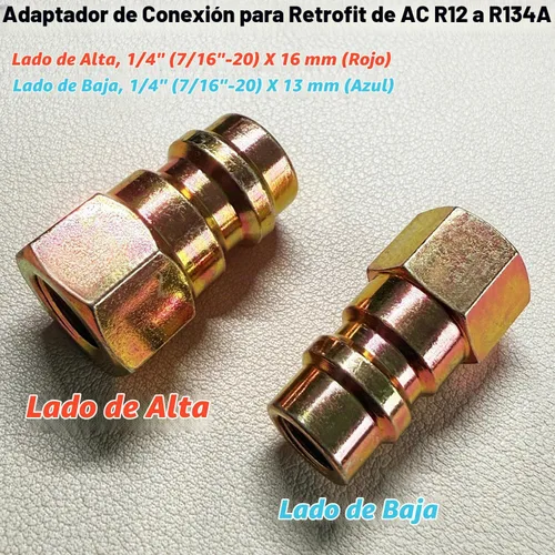 Vista 3 de Kit de adaptador de ajuste de CA R12 a R134A, adaptador de conversión UNF R12 R22 a R134A, adaptador de conversión UNF de 1/4 pulgadas a 7/16