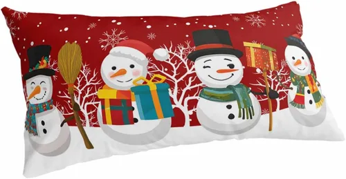Vista 24 de Fundas de almohada de tamaño estándar de muñeco de nieve negro, paquete de 2 fundas de almohada suaves decorativas para sofá de cuerpo largo
