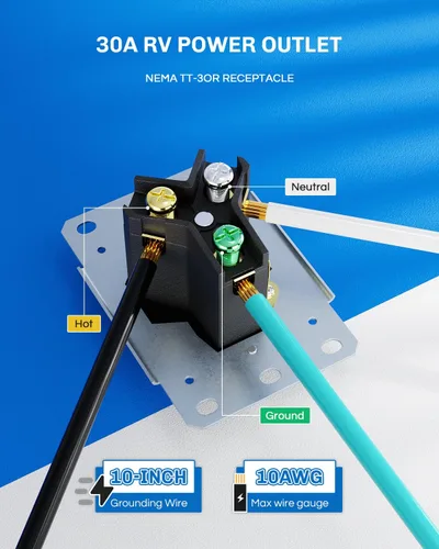 Vista 3 de BEBOBLY Caja de toma de corriente de 30 amperios para RV, receptáculo NEMA TT-30R de 125 voltios, enchufe exterior cerrado y con cerradura, panel