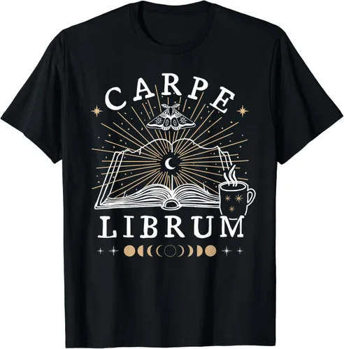 Vista 2 de Carpe Librum Dark Academia Aesthetic Book Lover Witchy Goth Camiseta, Negro, S