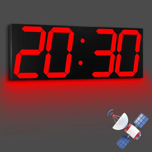 Vista 10 de CHKOSDA 18.7 Inch Large Digital Wall Clock with GPS Auto-Sync Time - Blue 164ft Visibility, No Wi-Fi, 8-Level Dimming, Timer, Remote