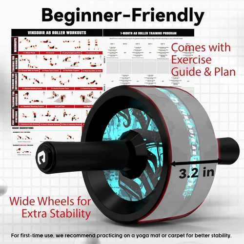 Vista 9 de VINSGUIR Ab Roller Wheel, Abs & Core Workout Equipment for Home Gym with Knee Pad Accessories, Abdominal Wheel for Full-body Strength Training
