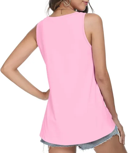 Vista 3 de LONGYUAN Camisetas sin mangas para mujer, estilo casual, estilo túnica, para playa, ajuste holgado