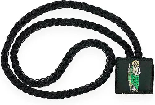 Vista 2 de San Judas Collar Escapulario Negro Escapulario Negro San Judas Tadeo Regalo Religioso, Metal