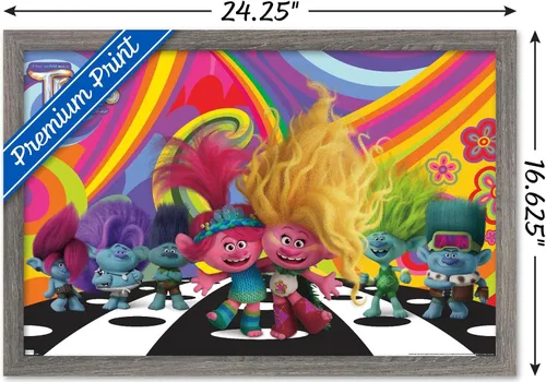 Vista 3 de Trends International Trolls Band Together (2023) - Universe Wall Poster, 22.4L x 14.7W, Barnwood Framed Version