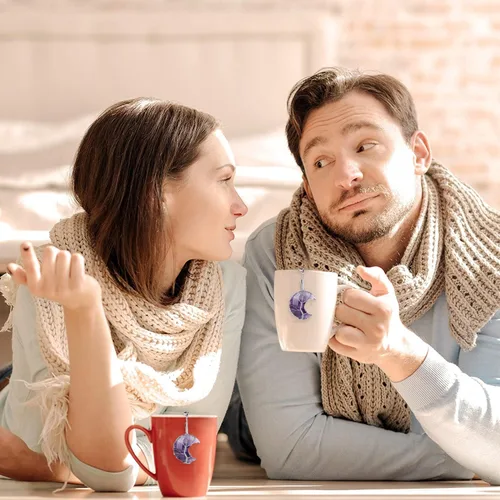 Vista 7 de Infusor de té, colador de té, difusor de té para té suelto, amatista, árbol de la vida, envuelto en alambre, colgante de luna creciente envuelto