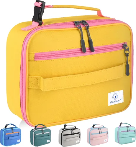 Vista 23 de Genteen Paquete de 2 bolsas de almuerzo suaves aisladas con doble cremallera, resistente, congelable y reutilizable para niños, hombres