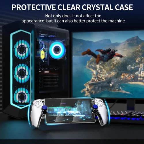 Vista 5 de MENEEA Funda protectora para Playstation Portal Remoto, Protector de PC transparente para controlador PS Portal Controller, agarre antideslizante