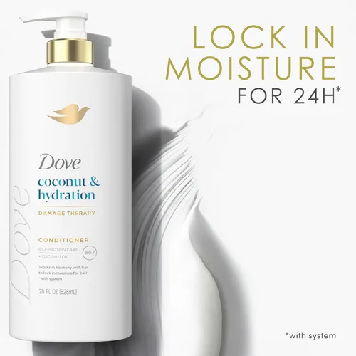 Vista 10 de Dove Acondicionador de coco e hidratación para cabello seco con tecnología de cuidado de bio-proteínas y aceite de coco, 28 onzas líquidas