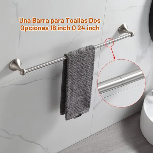Vista 3 de BGL Juego de Herrajes de Baño de Níquel Cepillado Ajustables Expandibles Barras para Toallas de Baño Juego de Accesorios de Baño Toalleros 8 Piezas