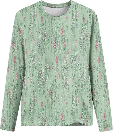 Vista 4 de ZDRZK Cute Long Sleeve Tops for Women Dressy Casual Boho Floral Print Crew Neck Petite Shirts Fall Fashion Blouse 2023