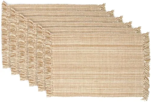 Vista 37 de DII - Colección de mesa jaspeado, juego de manteles individuales, 3x19 pulgadas, albaricoque, 6 piezas