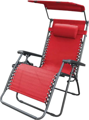 Vista 10 de Jeco Silla de gravedad cero de gran tamaño con sombrilla y bandeja de bebidas - Negro