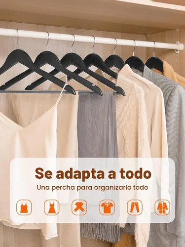 Vista 5 de HOUSE DAY - Paquete de 10 perchas de madera negra, percha de madera maciza con barra antideslizante para pantalones, percha de abrigo de madera Negro