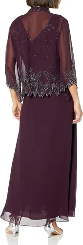 Vista 2 de J Kara Vestido de chaqueta con cuentas de talla grande para mujer