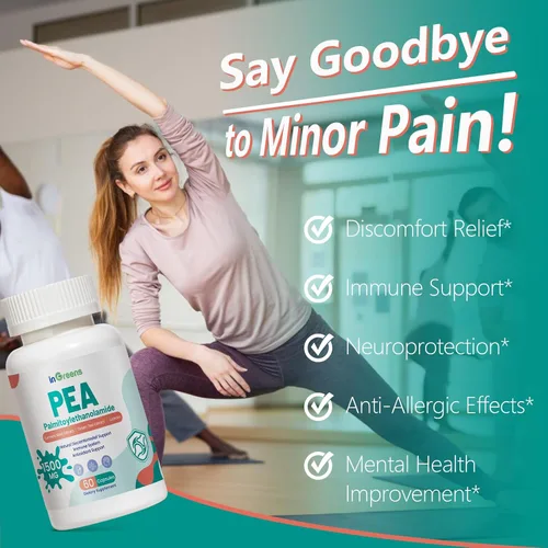 Vista 4 de inGreens Palmitoiletanolamida 4 en 1 de alta potencia, suplemento de guisante de 700 mg para hombres y mujeres, fabricado en Estados Unidos, 60