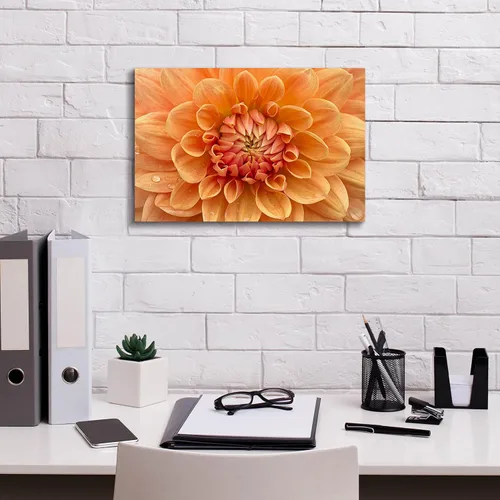 Vista 3 de Epic Graffiti 'Orange Dahlia' de Cora Niele, lienzo decorativo para pared, 18 x 12 pulgadas