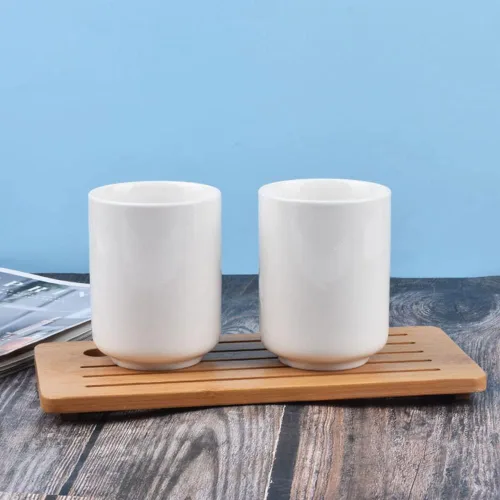 Vista 9 de Taza recta sin mango de cerámica de color sólido, tazas para beber, soporte para cepillo de dientes, adecuado para su uso en hoteles, hogares