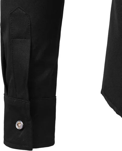 Vista 6 de ZEROYAA - Camisas de vestir para hombre estilo hipster con cuello mandarín bordado ajustadas de manga larga