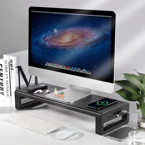 Vista 5 de Soporte de aluminio para monitor con nodo para 4 USB 3.0.