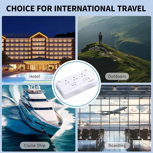Vista 7 de Convertidor de 220V a 110V para viajes europeos con tipo C/G/I/L/E/F para UE Reino Unido IT (blanco)